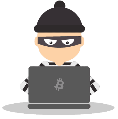 хакер с биткойн лаптоп