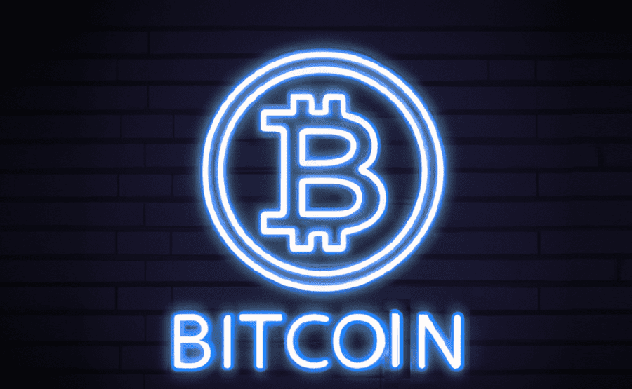 биткойн неоново лого